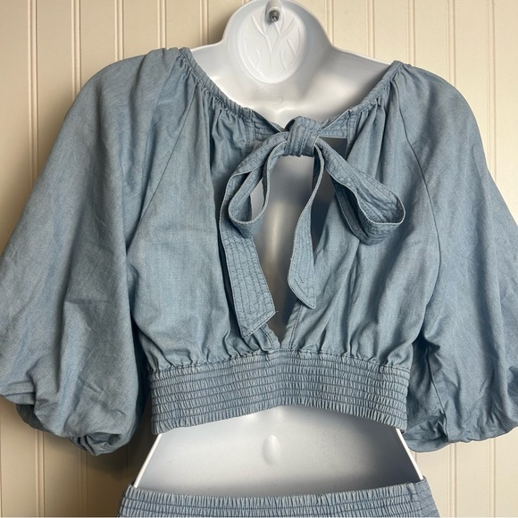 Anthropologie Love The Label Puff Sleeve Open Back Minidress Size XS H34 - Picture 9 of 16